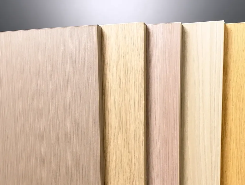 Finished decorative panels displayed upright