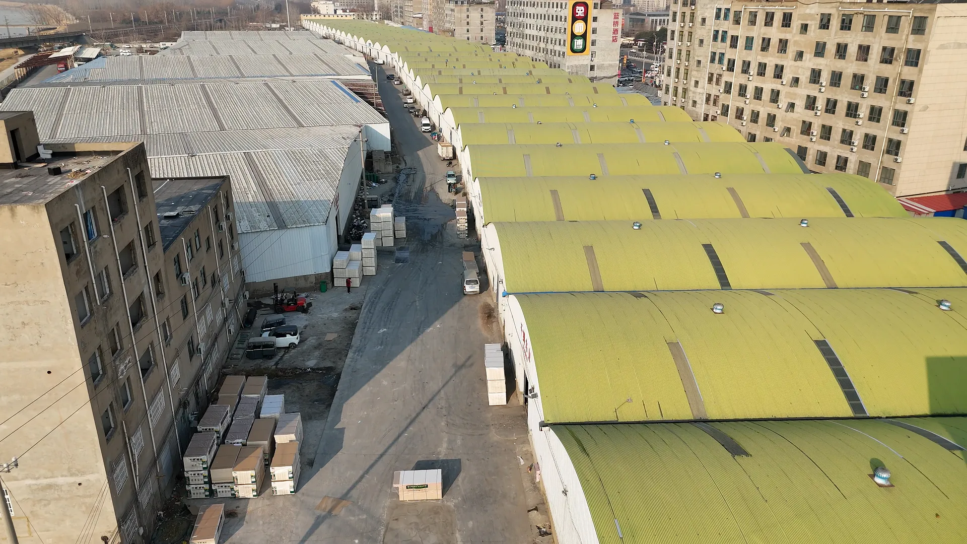 Warehouse exterior and surrounding facility