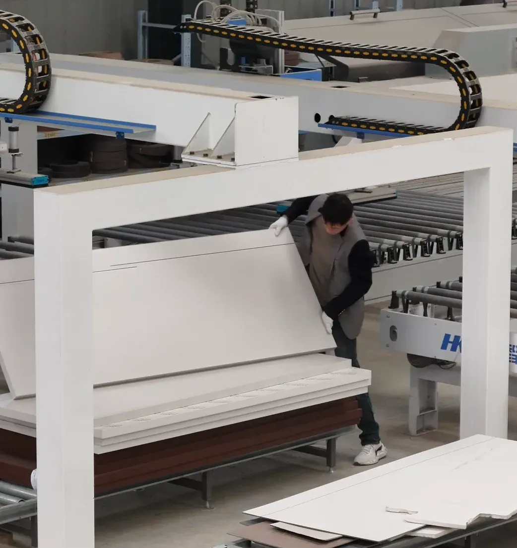 Automated flush door production line at the ChanWood factory