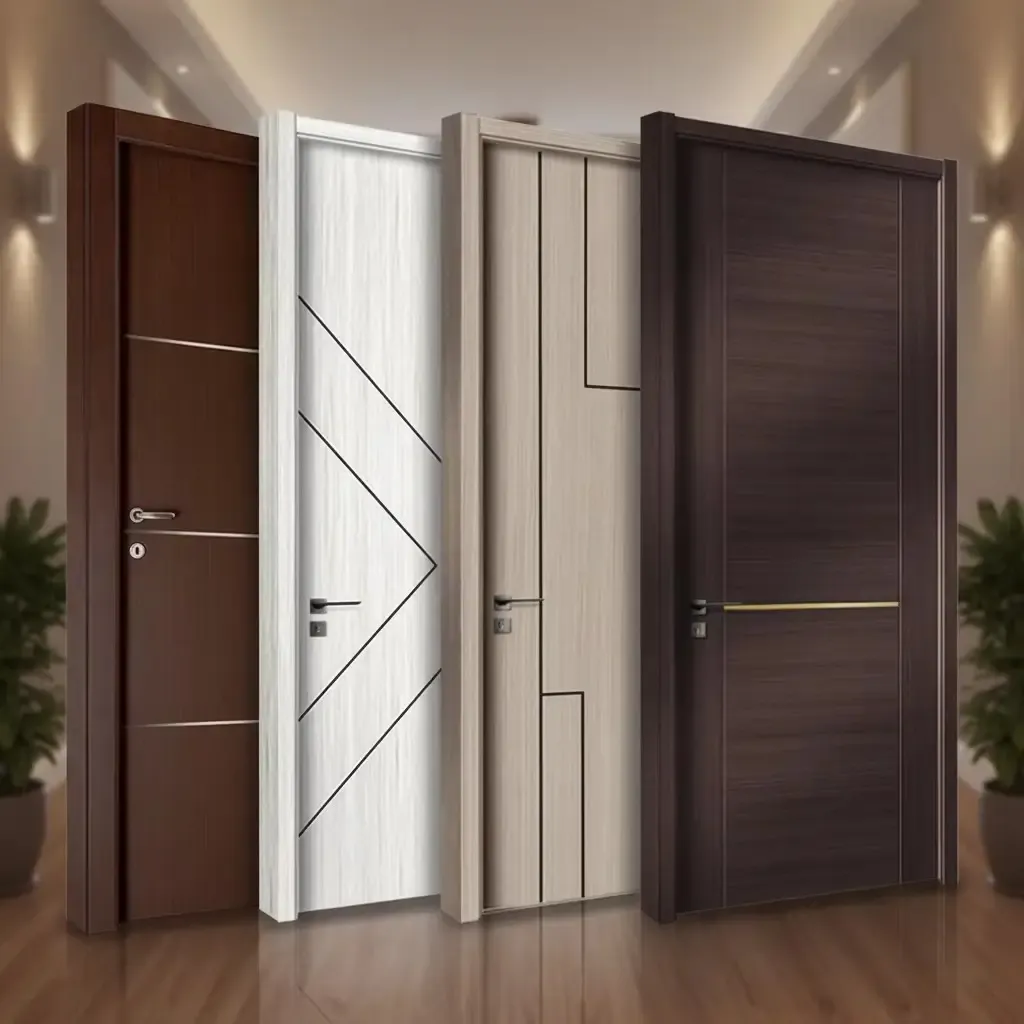 Melamine-faced flush wooden door