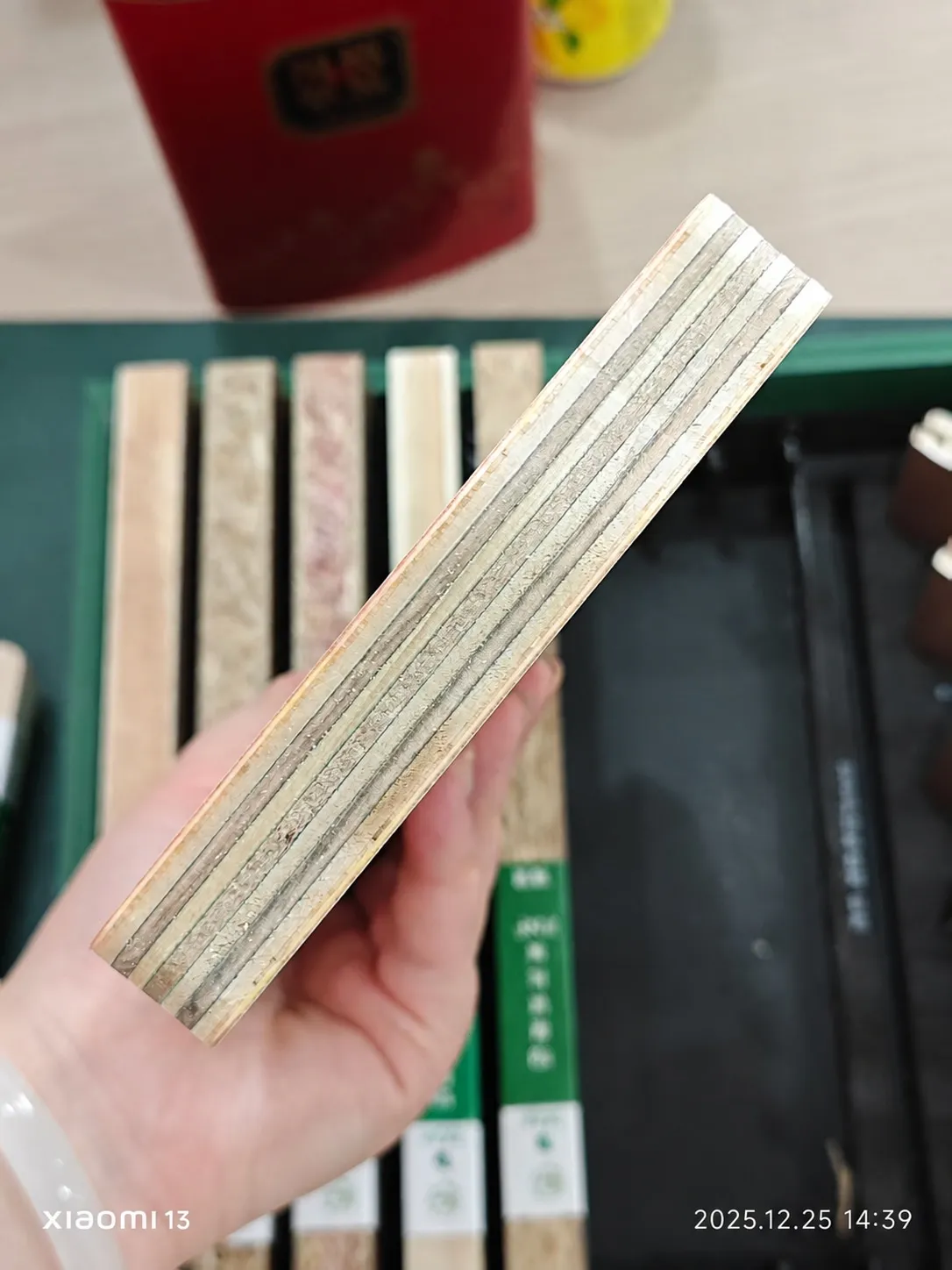 Solid core plywood with layered veneers