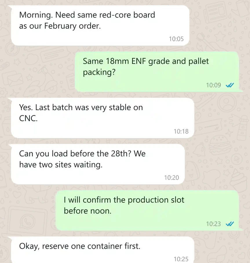 WhatsApp praise - repeat order, Nigeria