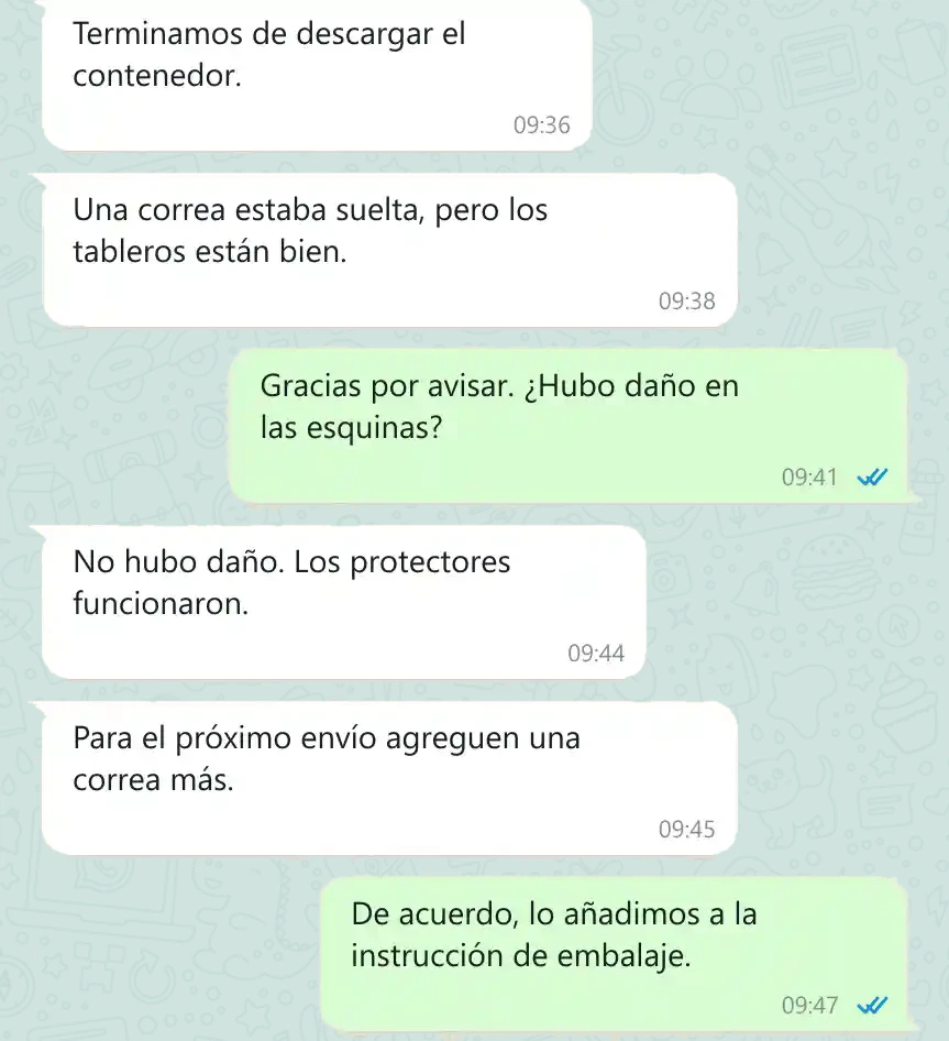 WhatsApp praise - shipping, Chile
